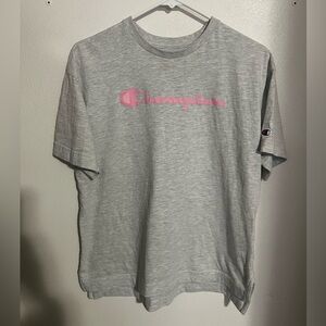 CHAMPION Classic Casual Athleisure Athletic Logo T Shirt Grey Pink Women's Sz XS